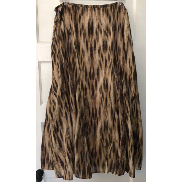 Chico's, Women's Maxi Skirt, Size 3/X Large/16, Brown/Beige Side Zip 100% Cotton - Picture 2 of 9